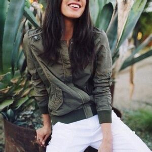 ANTHROPOLOGIE Marrakech Vista Bomber Jacket Army Green